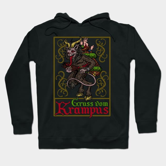 Gruss vom Krampus - Ugly Christmas Devil Gift Hoodie by biNutz